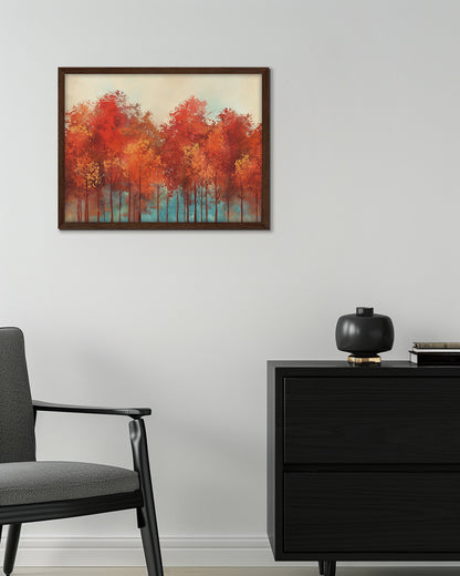 Beneath the Burning Trees - Framed Print
