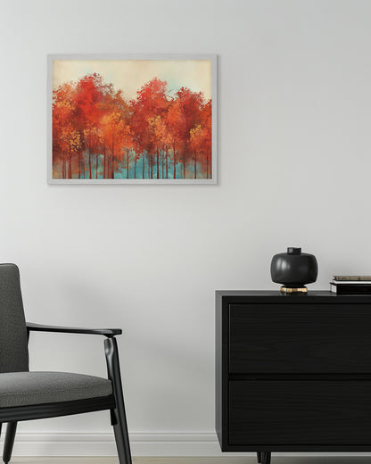 Beneath the Burning Trees - Framed Print